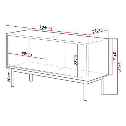 Meuble TV BASIC 57x104 cm chêne Jackson hickory/anthracite