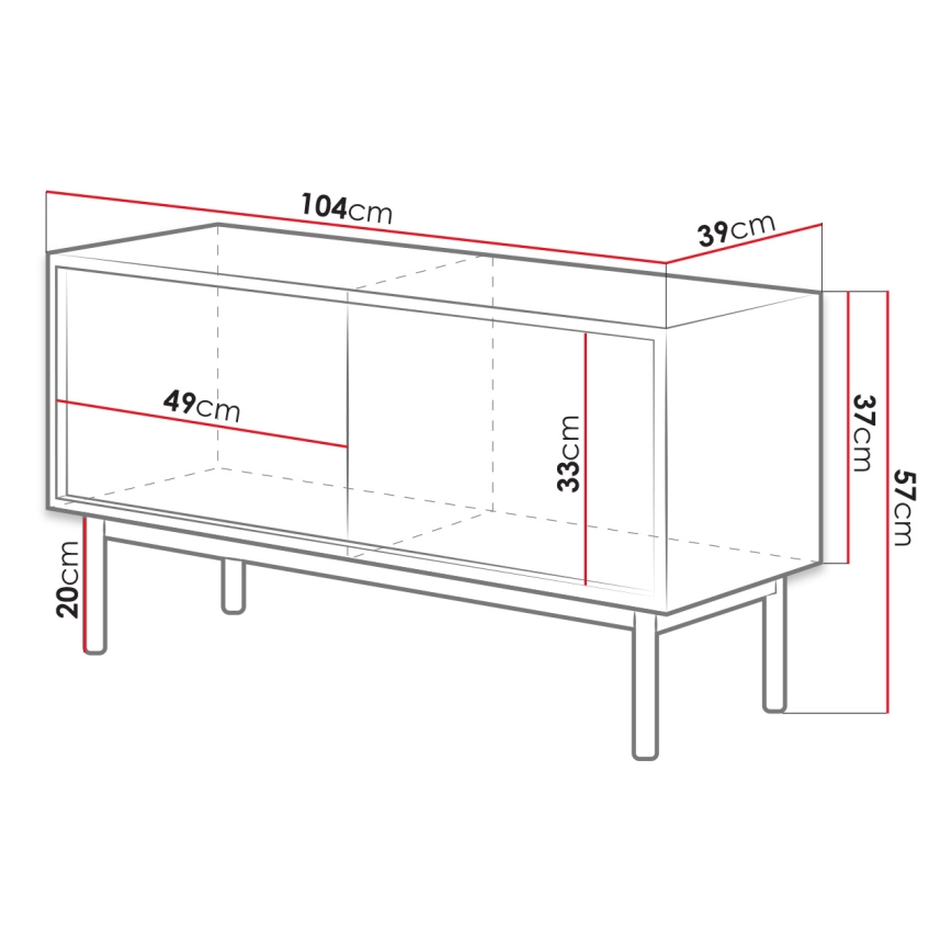 Meuble TV BASIC 57x104 cm chêne Jackson hickory/anthracite