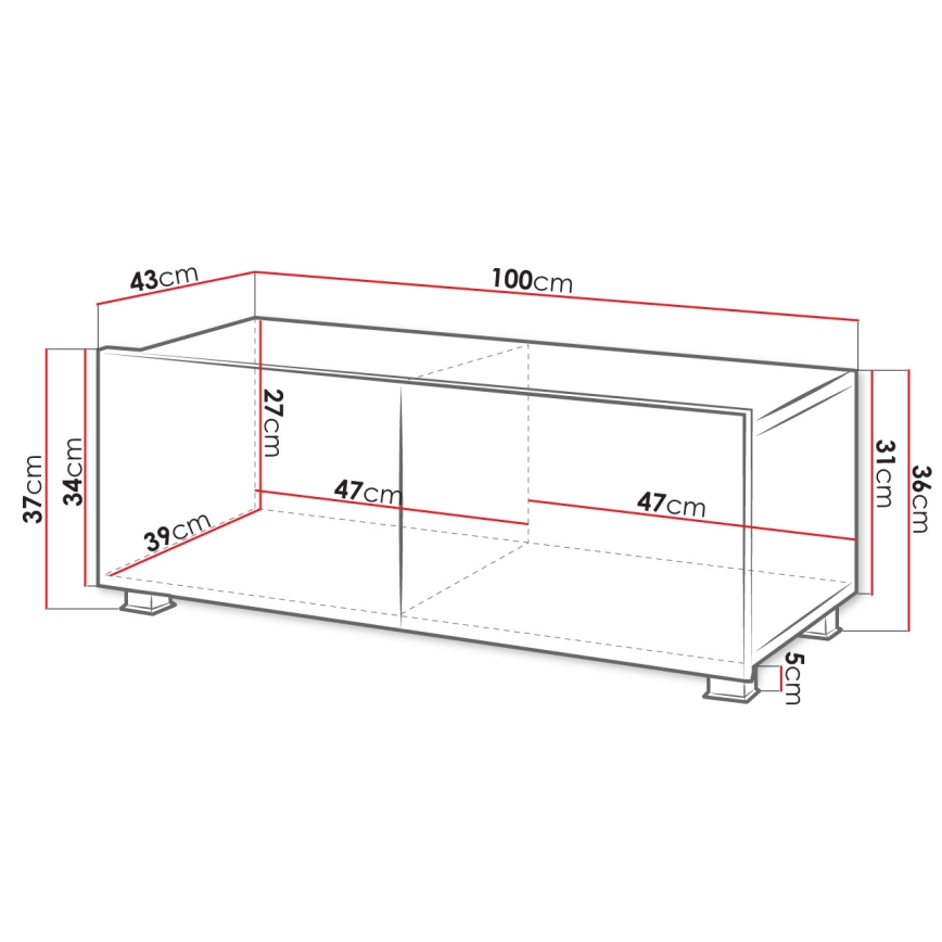 Meuble TV CALABRINI 37x100 cm blanc