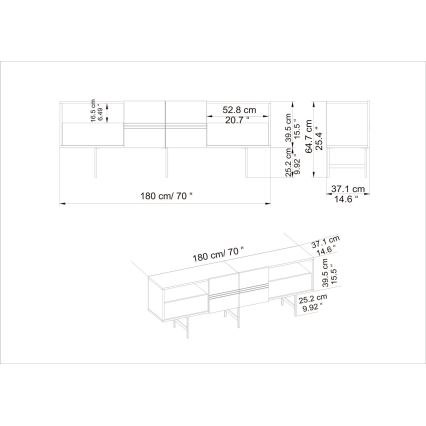 Meuble TV DERIN 65x180 cm noir