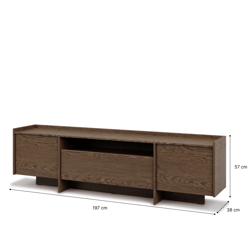 Meuble TV KEMI 197 x 57 cm en chêne