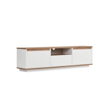 Meuble TV KREDE 160 x 30 cm, blanc/pin