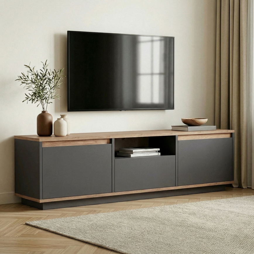 Meuble TV KREDE 160x30 cm anthracite/pin
