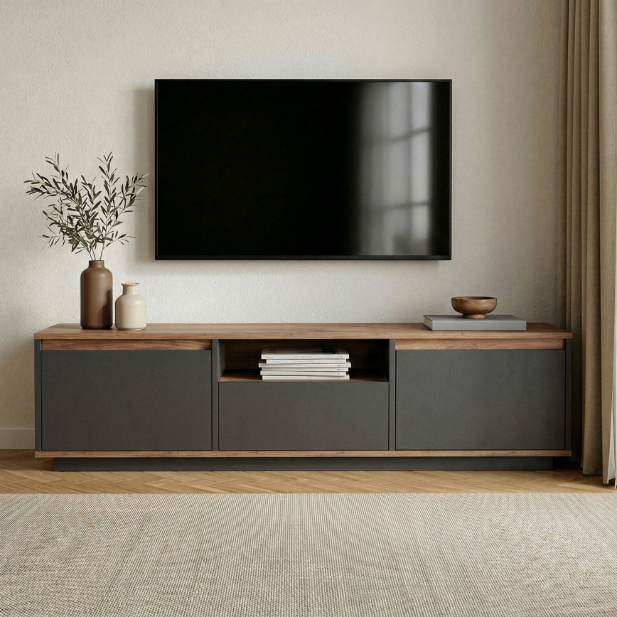 Meuble TV KREDE 160x30 cm anthracite/pin