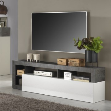 Meuble TV LENOR blanc/anthracite