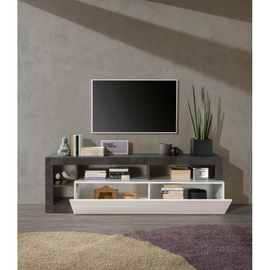 Meuble TV LENOR blanc/anthracite