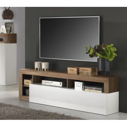 Meuble TV LENOR blanc/chêne