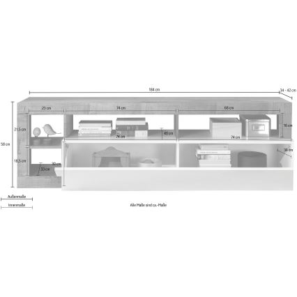 Meuble TV LENOR blanc/marron