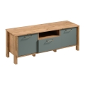 Meuble TV MENTA 138 x 49 cm, chêne wotan/vert