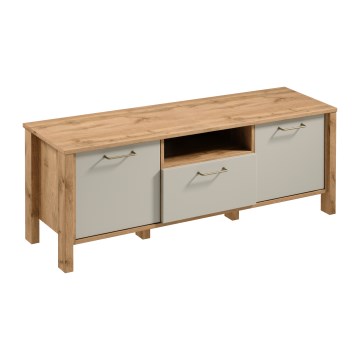 Meuble TV MENTA 138x49 cm chêne wotan/gris
