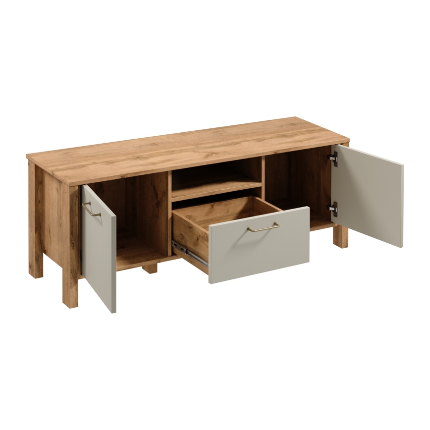 Meuble TV MENTA 138x49 cm chêne wotan/gris