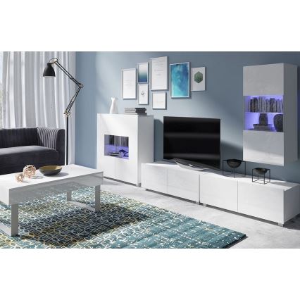 Meuble TV PAVO 37x100 cm blanc brillant