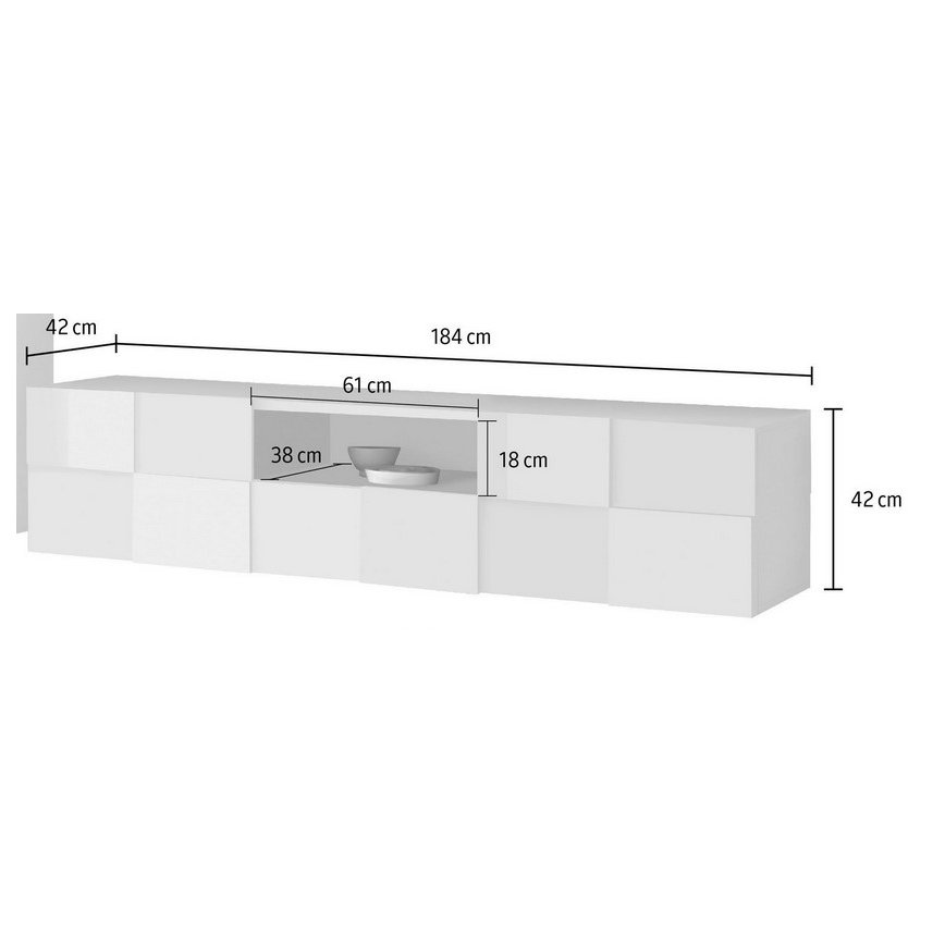 Meuble TV SERIAN 184x42x42 cm blanc