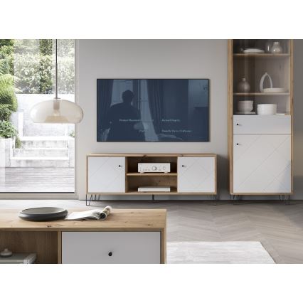 Meuble TV SULA chêne artisan/blanc