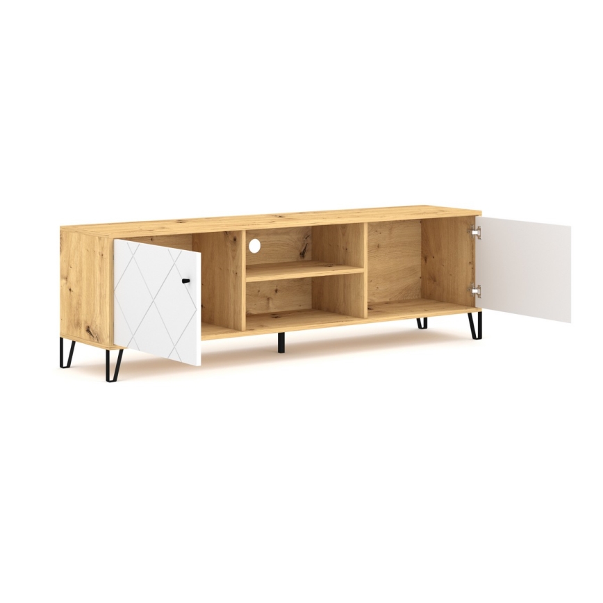 Meuble TV SULA chêne artisan/blanc