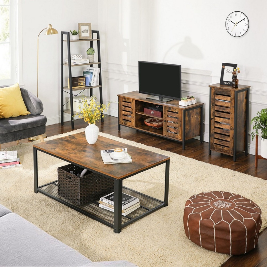 Meuble TV VOLTAR marron/noir