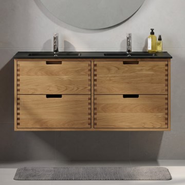 Meuble vasque GRIBSKOV 120 cm beige/chêne/noir