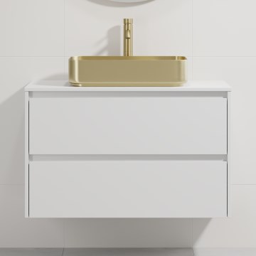 Meuble vasque TRONDHEIM/LJORDAL 90 x 57 x 46 cm blanc/laiton