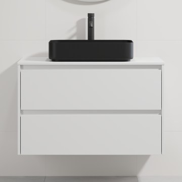 Meuble vasque TRONDHEIM/LJORDAL 90x57x46 cm blanc/noir