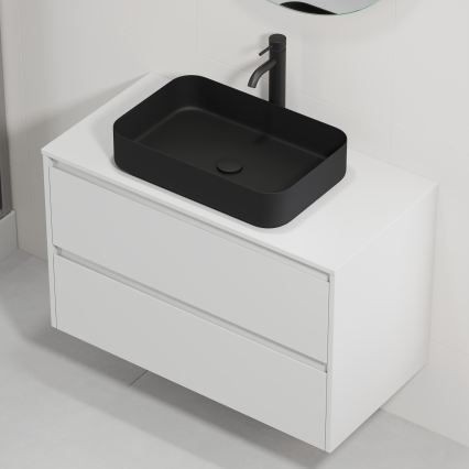 Meuble vasque TRONDHEIM/LJORDAL 90x57x46 cm blanc/noir
