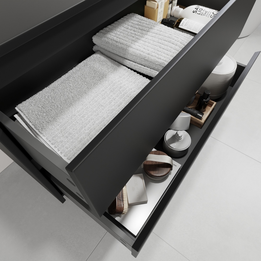 Meuble vasque TRONDHEIM/LJORDAL 90x57x46 cm noir/laiton