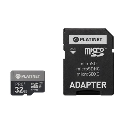 Micro SDHC 32GB U3 Pro 90MB/s + Adaptateur SD