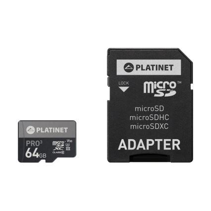 Micro SDXC 64GB U3 Pro A1 90MB/s + Adaptateur SD