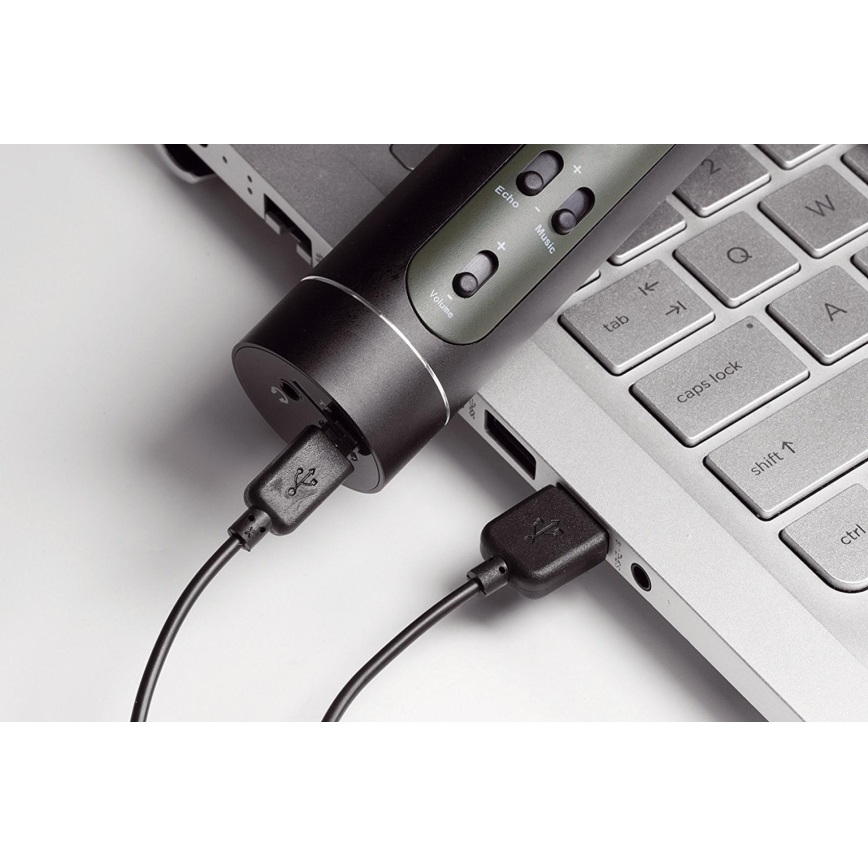 Microphone karaoké Bluetooth 6 W/5 V, 1 500 mAh, noir