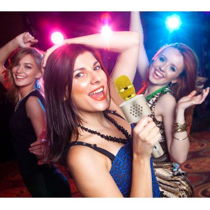 Microphone karaoké Bluetooth 6W/5V 1500 mAh, doré