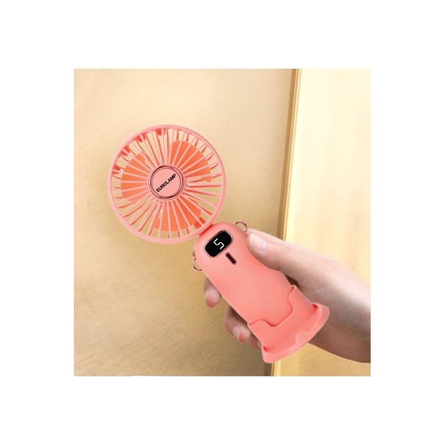 Mini ventilateur de poche rechargeable 3 W/5 V, 1 200 mAh, rose