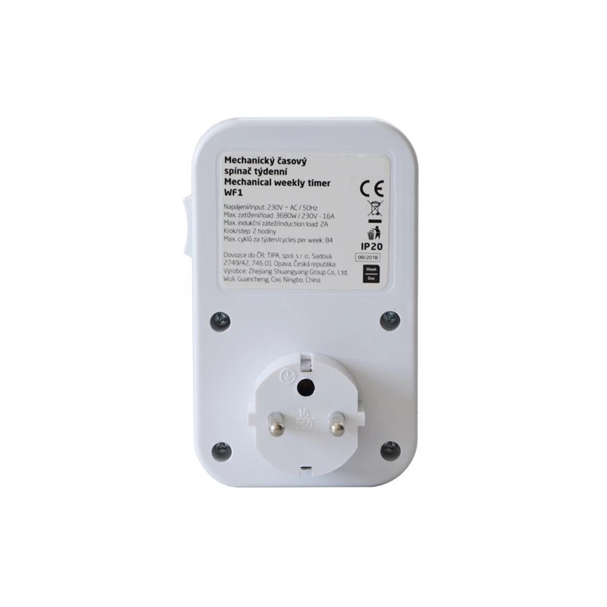 Minuteur mécanique hebdomadaire 16A/230V