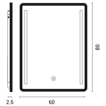 Miroir chauffant rétro-éclairé de salle de bain LED/20W/230V 4000K IP44 Intensité variable