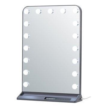 Miroir de maquillage LED à intensité variable HOLLYWOOD LED/18W/230V 3000/4200/6000K gris