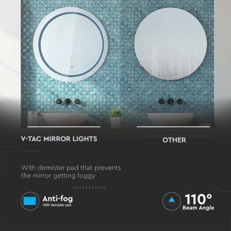 Salle de bains rétro-éclairage Miroir ovale IP44 étanche Lumière miroir  rétroéclairé par LED - Chine Mur miroir, miroir à LED