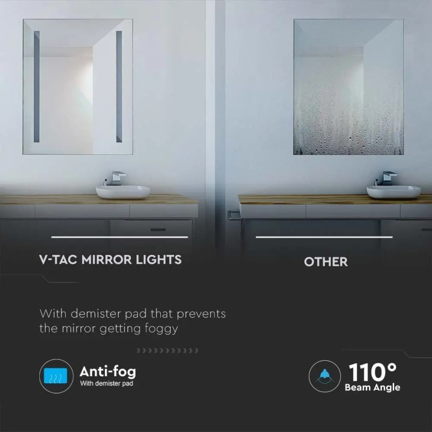 Miroir de salle de bain rétro-éclairé LED LED/30W/230V IP44 80x60 cm