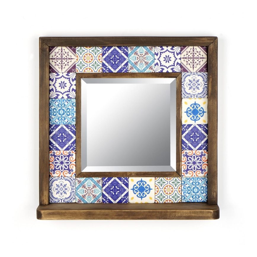 Miroir mural 33x32,5 cm pin/bleu