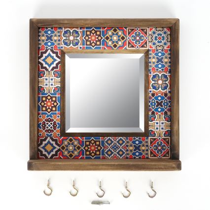 Miroir mural 33x32,5 cm pin/rouge