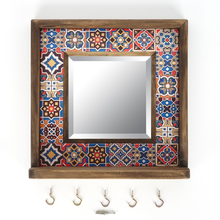 Miroir mural 33x32,5 cm pin/rouge