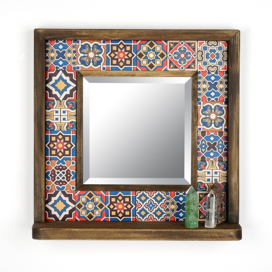 Miroir mural 33x32,5 cm pin/rouge