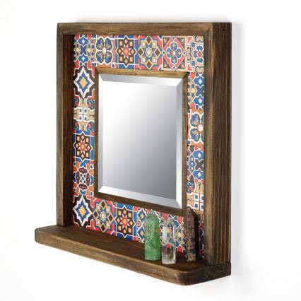 Miroir mural 33x32,5 cm pin/rouge
