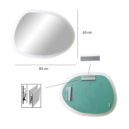 Miroir mural AQUA 63x83 cm transparent