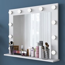 Miroir mural avec étagère RANI 90x71,8 cm blanc