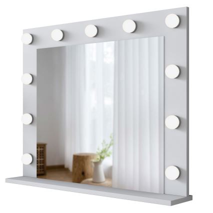 Miroir mural avec étagère RANI 90x71,8 cm blanc