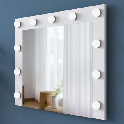 Miroir mural avec étagère RANI 90x71,8 cm blanc