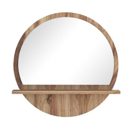 Miroir mural avec une étagère 45x45 cm marron