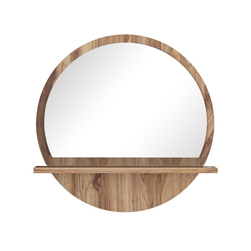 Miroir mural avec une étagère 45x45 cm marron