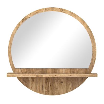Miroir mural avec une étagère 45x45 cm pin atlantique