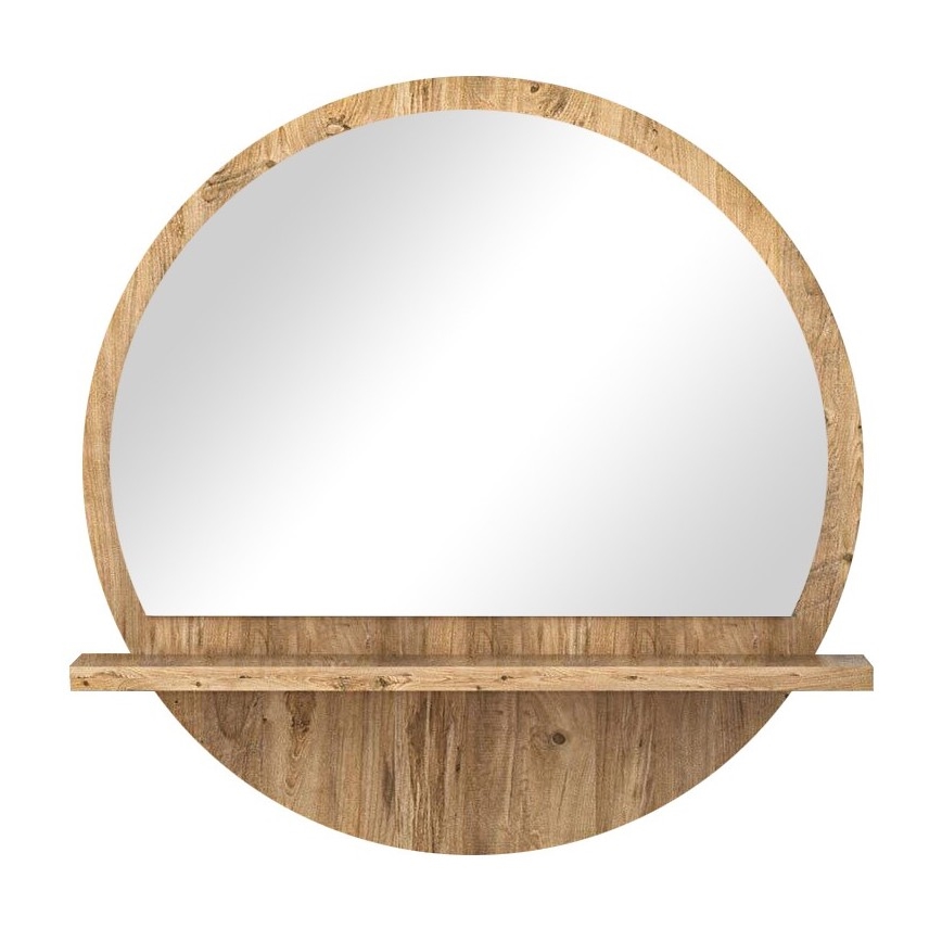 Miroir mural avec une étagère 45x45 cm pin atlantique
