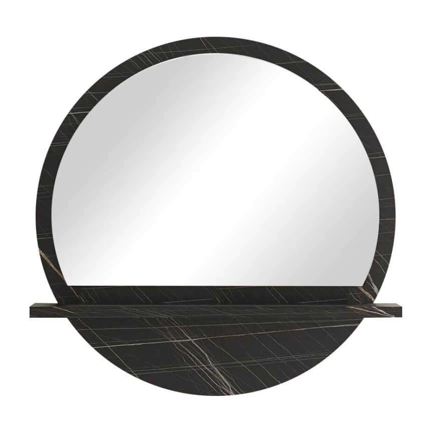 Miroir mural avec une étagère d. 60 cm noir
