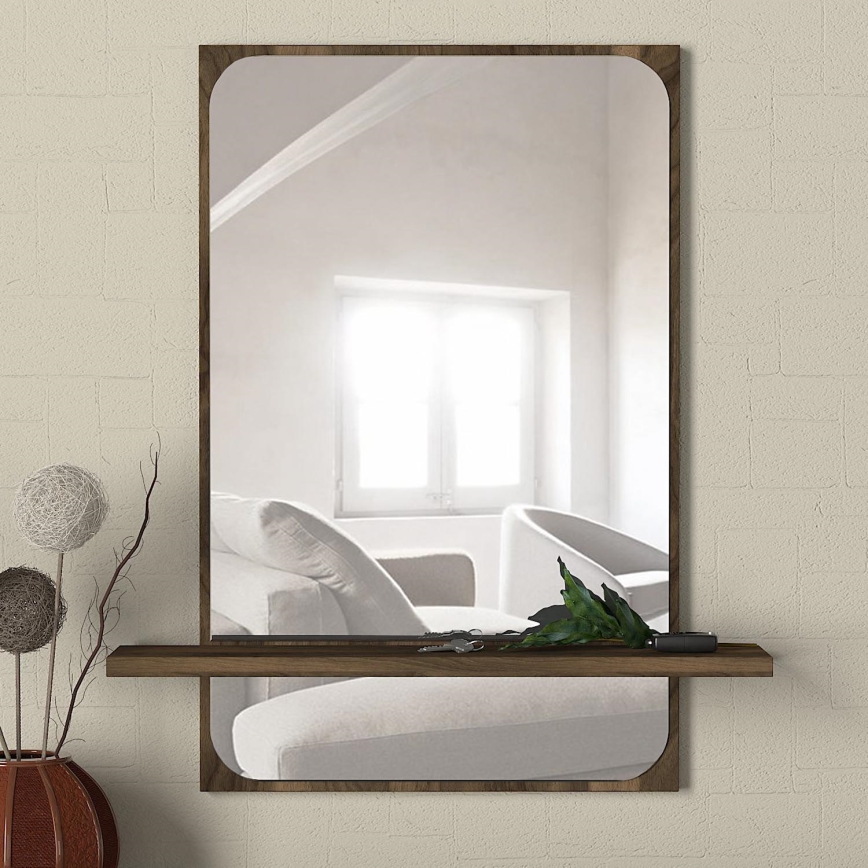 Miroir mural avec une étagère EKOL 70x45 cm marron